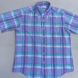 Vintage 1980s Saddlebred Preppy Plaid Button Down Shirt